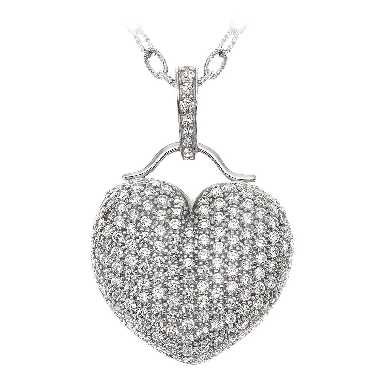 Puffed micro pave diamond heart 