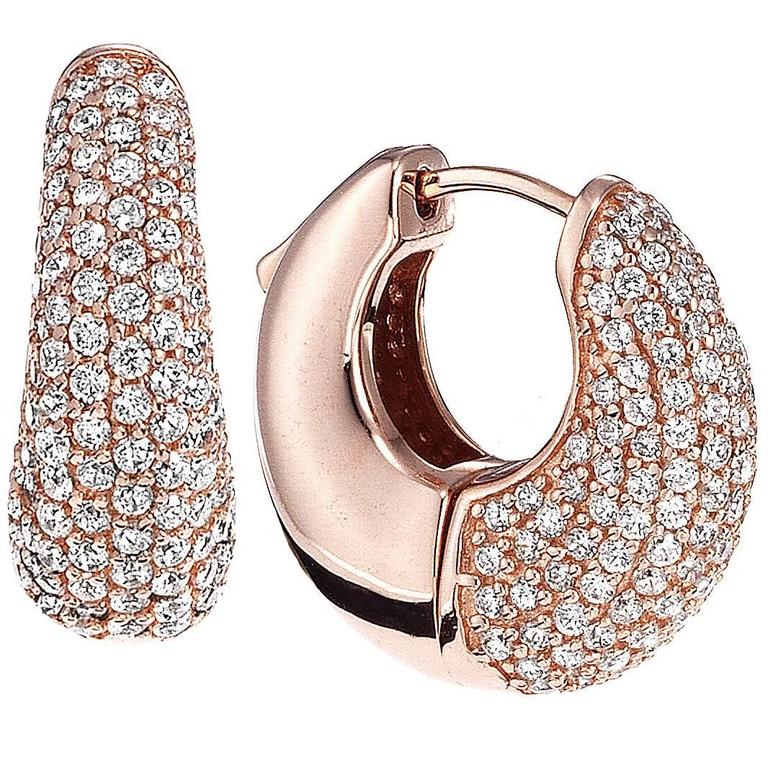 Micro Pave Diamond Huggie Earrings With Push Locking Mechanism At Micro Pave Diamond Huggie Earrings With Push Locking Mechanism For