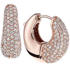 Micro pave diamond huggie earrings with push locking mechanism