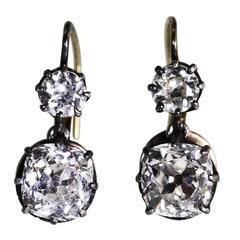 Antique Diamond Silver-Topped Gold Pendant Earrings 7