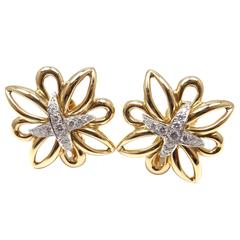 Tiffany & Co. Large Diamond Gold Earrings