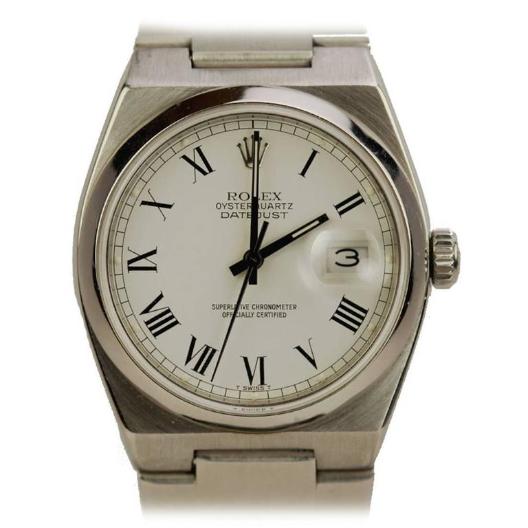 Rolex Stainless Steel Oysterquartz Datejust Wristwatch Ref 17000 at 1stDibs