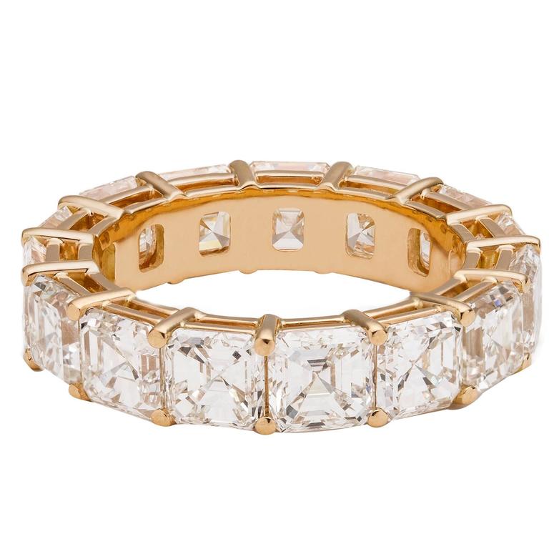Square emeraldcut diamond gold eternity band at 1stdibs