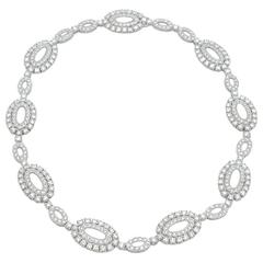Deco-Retro 18kt White Gold and 26 ct Total Weight Diamond Necklace