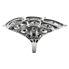 Morpho Black Sapphires Silver Ring 8