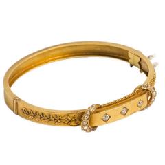 Victorian Diamond Gold Bangle Bracelet 7