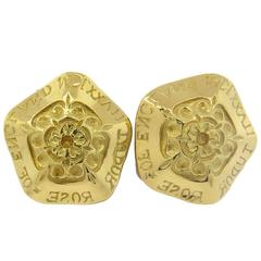 Large Elizabeth Gage Gold Flower Motif Earrings 4