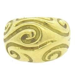 Elizabeth Gage Gold Swirl Motif Dome Ring 
