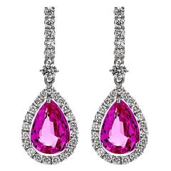 Pear-Shaped Pink Sapphire Diamond gold Earrings