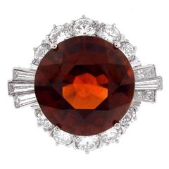 Natural Hessonite Garnet Diamond Gold Cocktail Ring 5