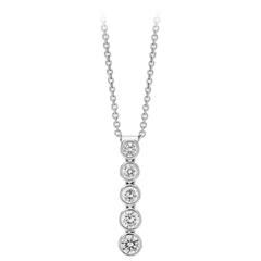 White Gold Five Diamond Cascading Drop Pendant Necklace