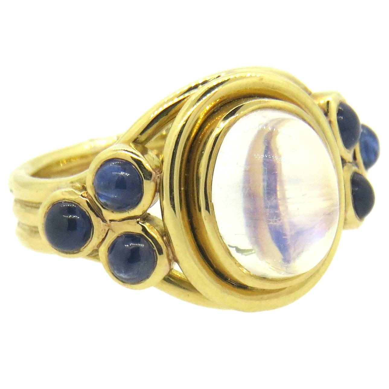 Temple St. Clair Paolo Moonstone Sapphire Gold Ring 