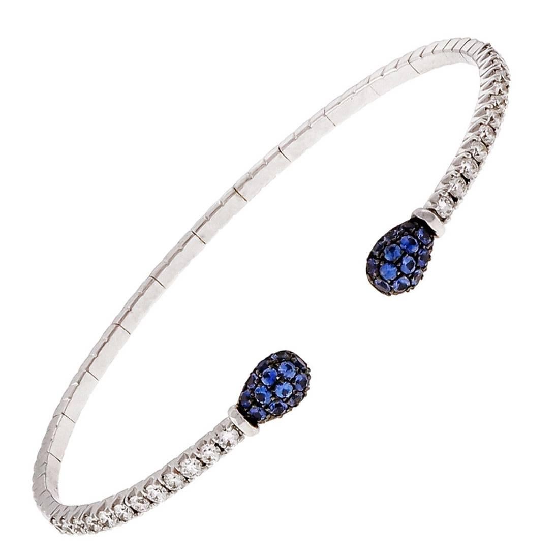 Spark Spark 1,46 Karat Saphir-Diamant-Gold-Manschettenarmband im Angebot