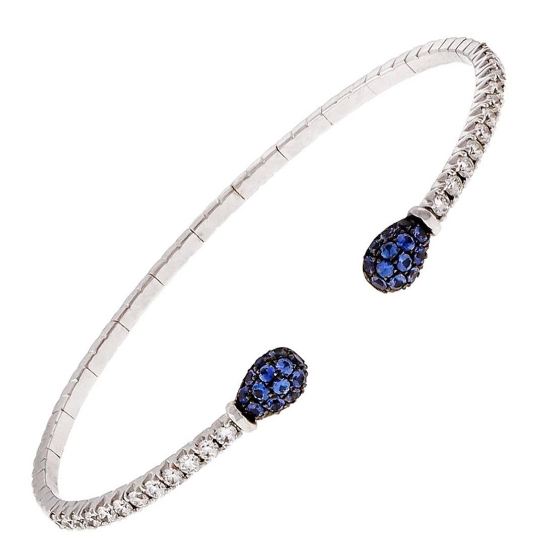 Spark 1.46 Carat Sapphire Diamond Gold Cuff Bracelet