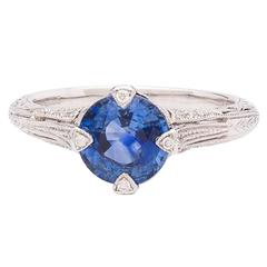 2.43 Carat Ceylon Blue Sapphire Diamond Platinum Ring