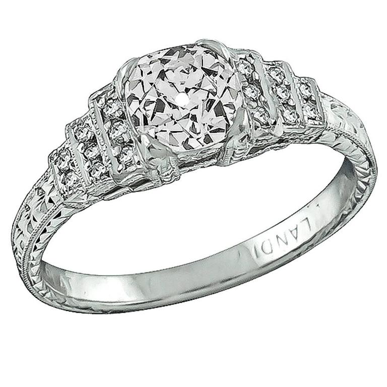 Diamond Platinum Engagement Ring For Sale at 1stDibs