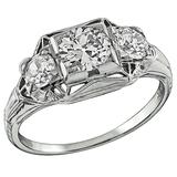 Edwardian Three Stone White Gold Engagement Ring