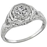 Edwardian Old Mine Cut Diamond White Gold Engagement Ring