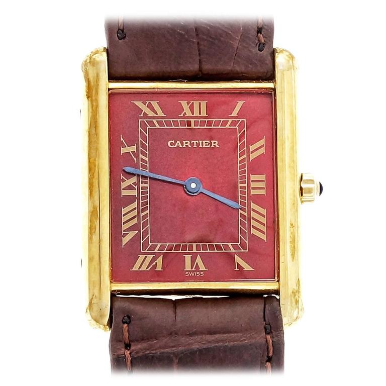 Cartier Vermeil Tank Custom Colored Red 