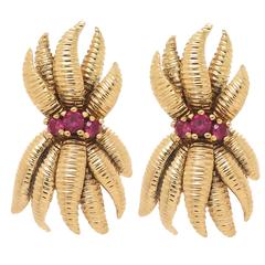 Tiffany & Co. Ruby Gold Ear Clips