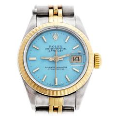 Rolex Yellow Gold Stainless Steel Datejust Custom Colored Dial Wristwatch 