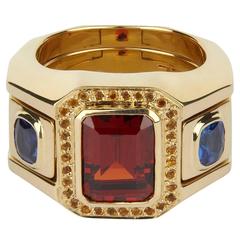 Garnet Sapphire Citrine Gold Ring 9