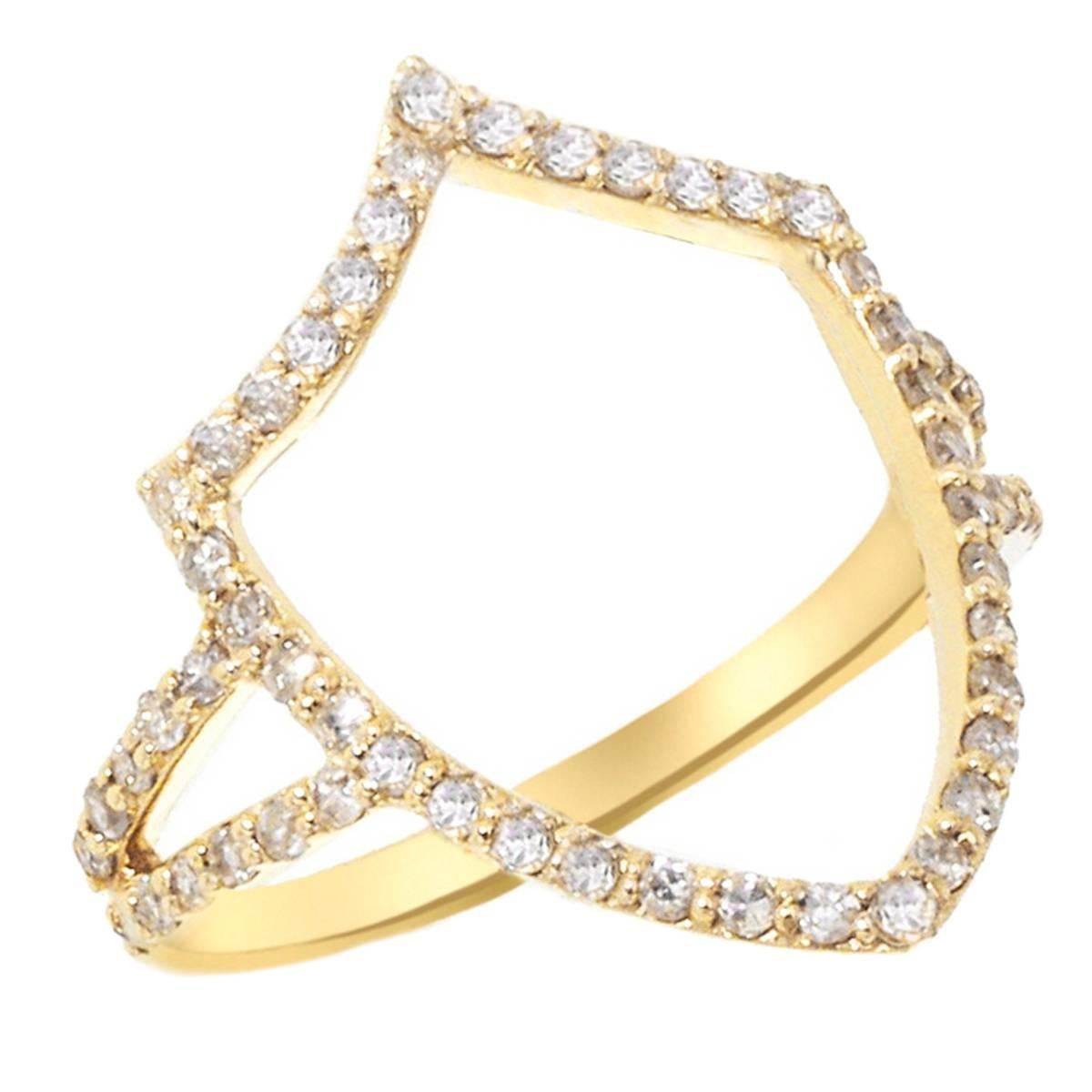 Insignia Chevron Shield Diamond and Gold Ring