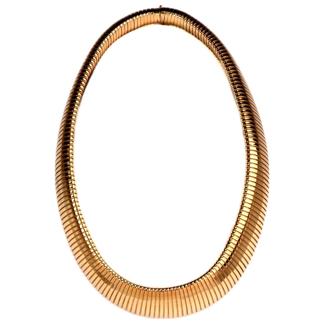 Italian Flexible Gold Choker Snake Necklace 