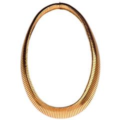 Retro Italian Flexible Gold Choker Snake Necklace 