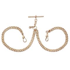 9k Rose Gold Double Albert Watch Chain - Antique 1916 9