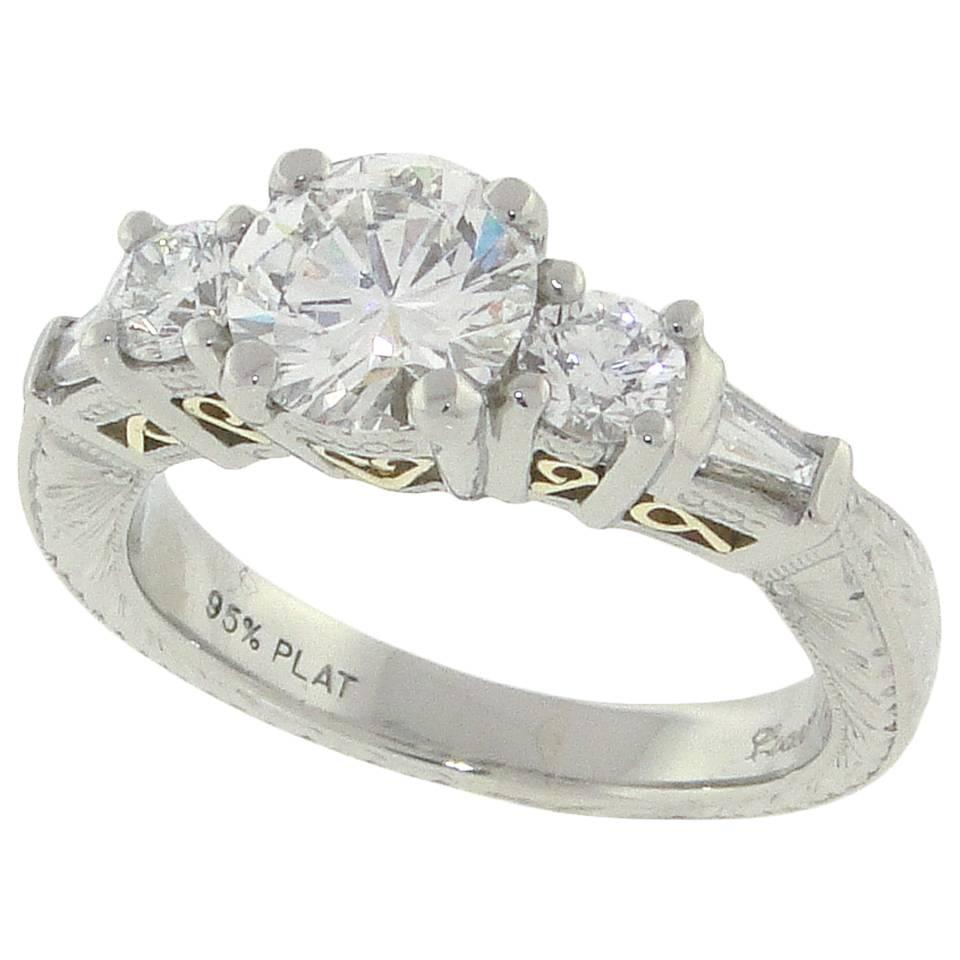 Flawless 1.02 Carat GIA Cert Diamond Platinum Engagement Ring 