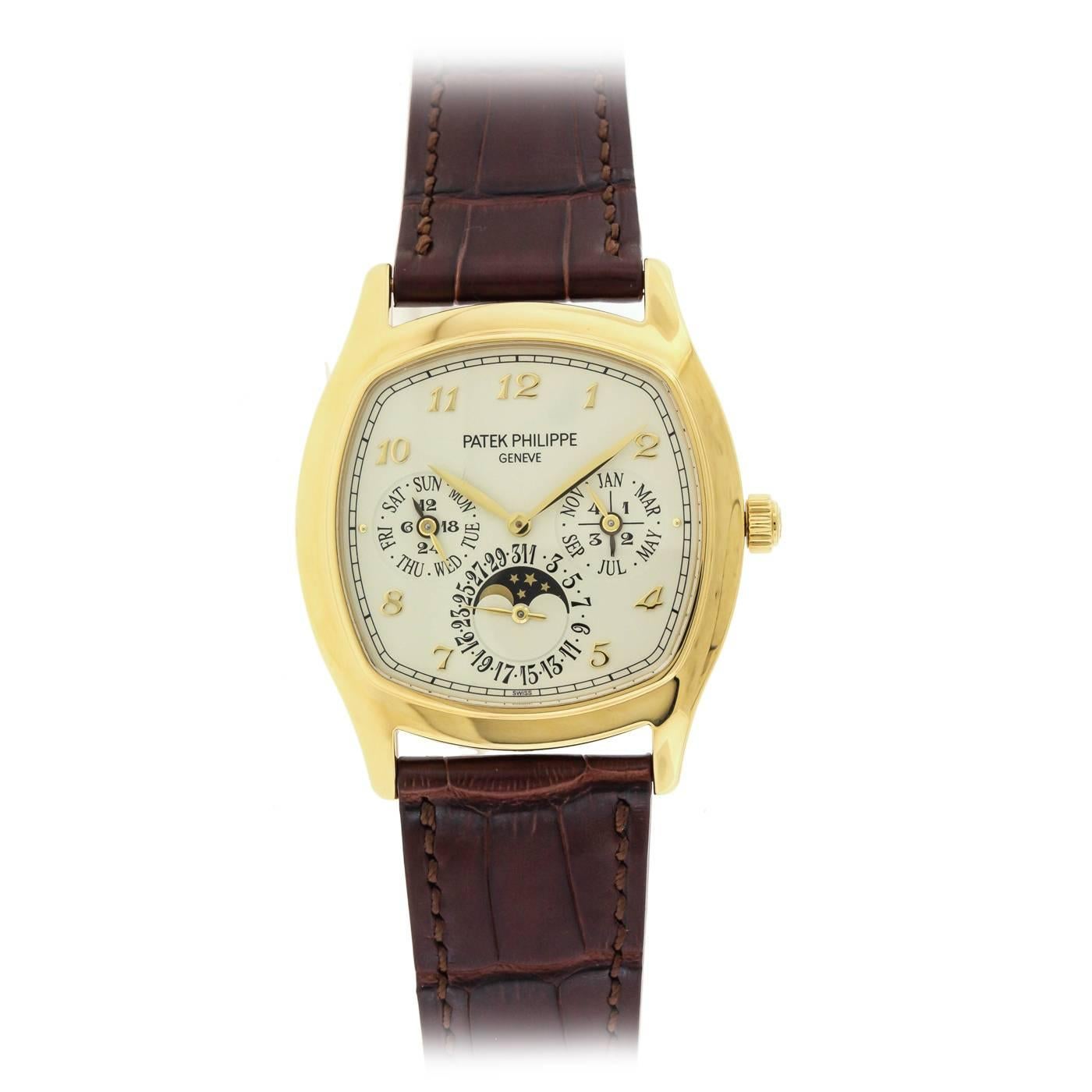 Patek Philippe Yellow gold Moonphase Perpetual Calendar Wristwatch Ref. 5940J 