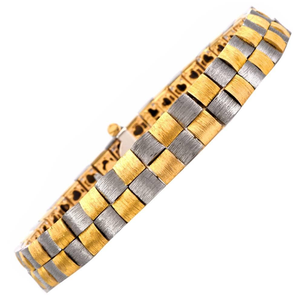 Henry Dunay Two Color Gold Platinum Men's Link Bracelet