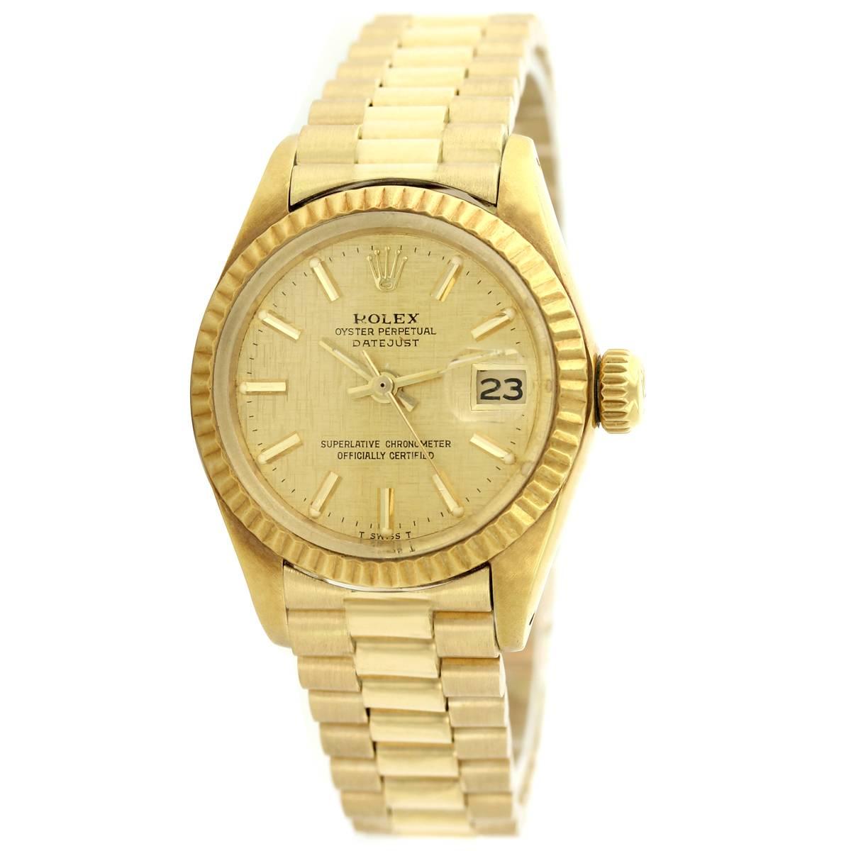 Rolex Lady's Yellow Gold President Automatic Wristwatch Ref 6917 For Sale