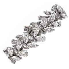 Vintage Stunning Diamond Platinum Botanical Motif Bracelet