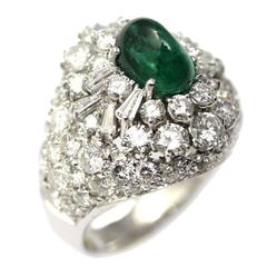 2.69 Carat Emerald Diamond Gold Dome Ring 5