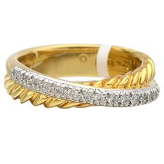 David Yurman Diamond Gold Crossover Band Ring