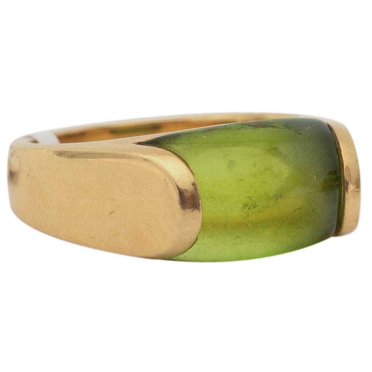 Bulgari Tronchetto ​Peridot Gold Band Ring