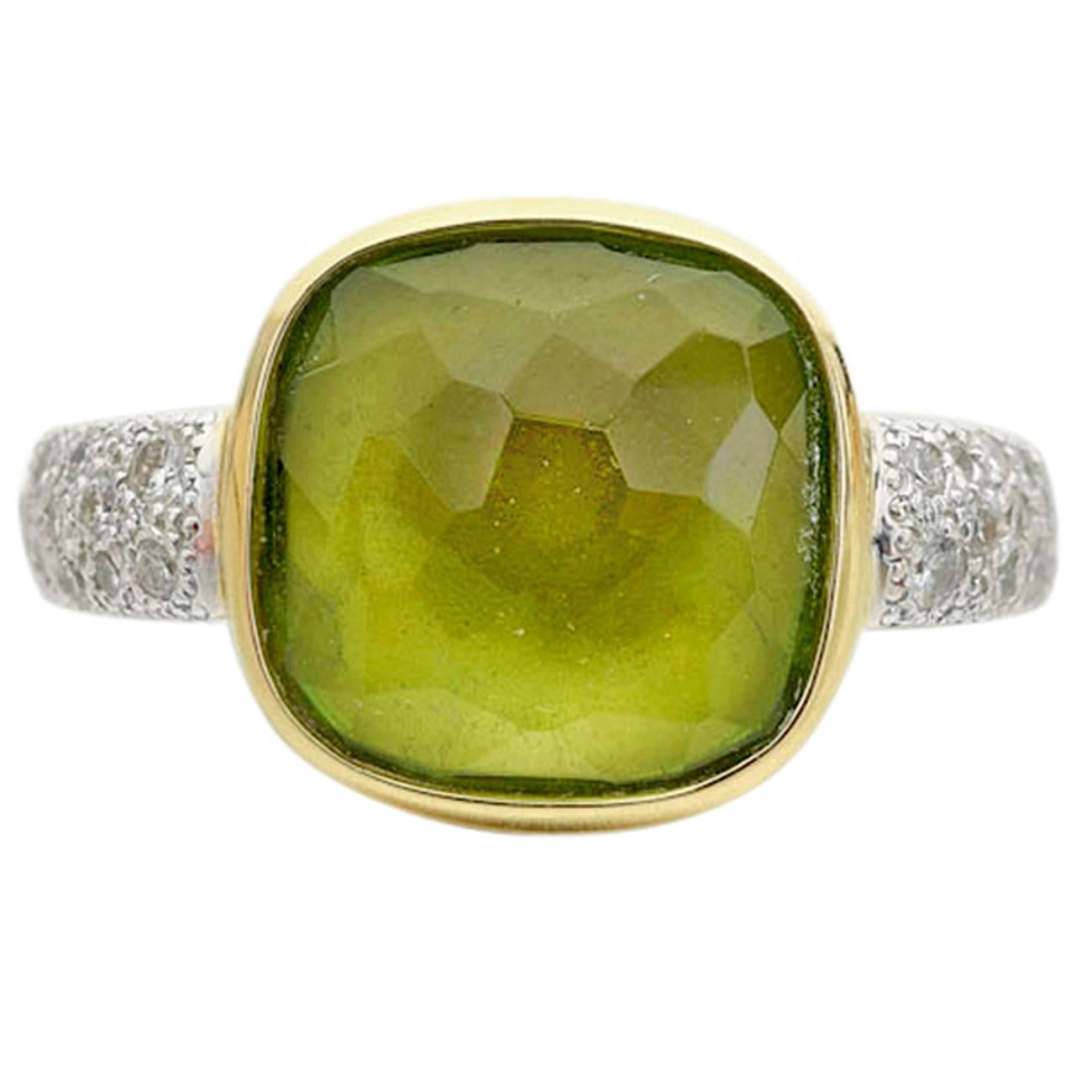 Pomellato Peridot Diamond Gold Cocktail Ring