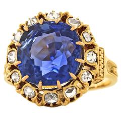 Spectacular Antique 10.47 carat No Heat Burma Sapphire Ring in Gold