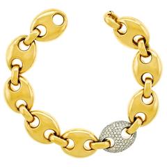 Bucherer Diamond and Gold Anchor Chain Bracelet