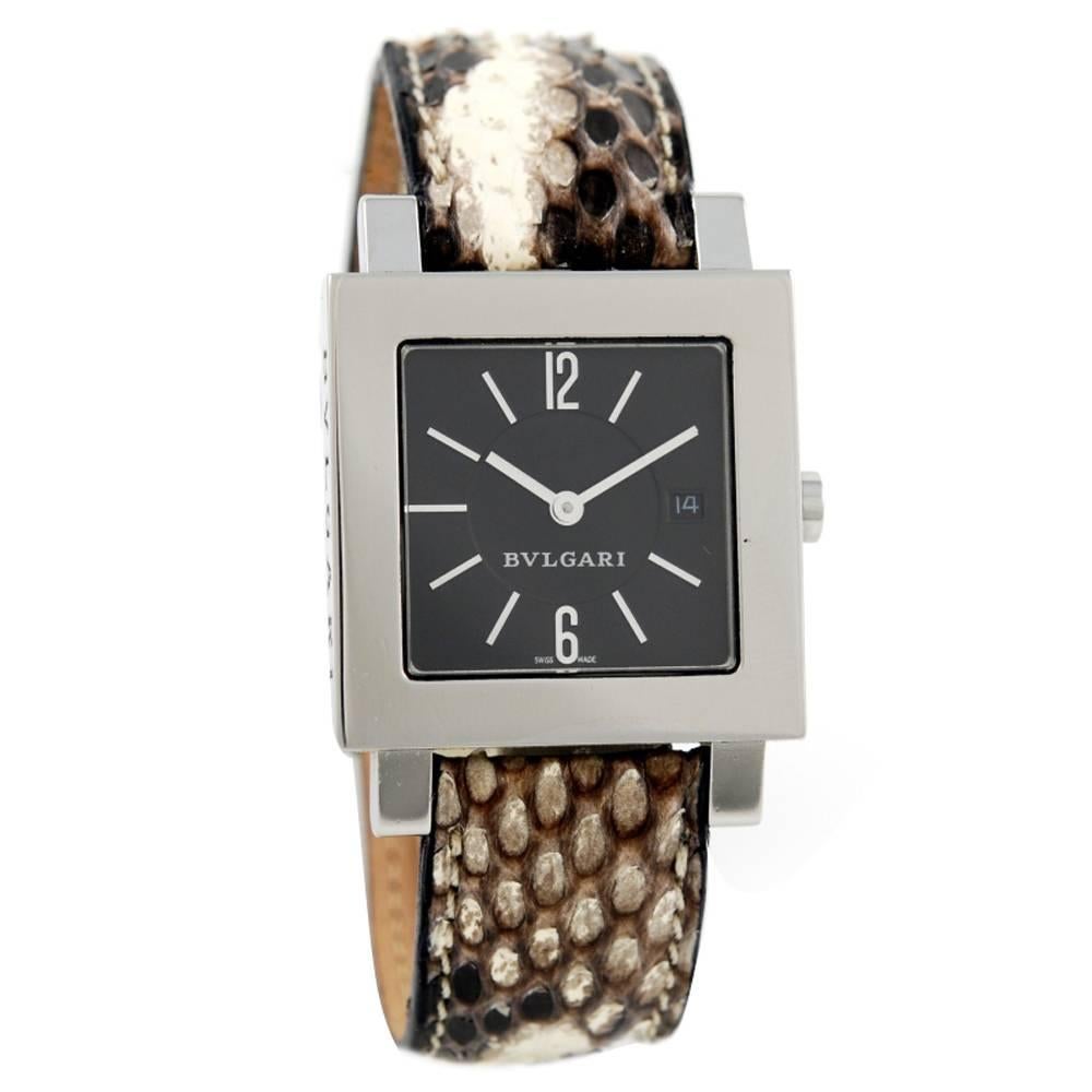 Bulgari Stainless Steel Square Quartz Wristwatch Ref SQ 29 SL For Sale