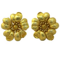 Lalaounis Gold Flower Earrings 