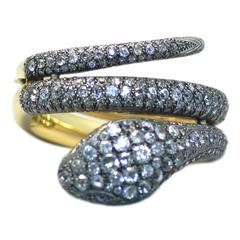 Antique Diamond Gold Snake Bracelet 
