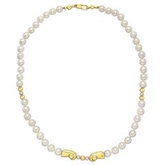 Cultured Pearl Gold Bead Necklace 7