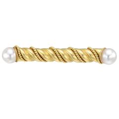 Tiffany & Co. Pearl Gold Bar Pin