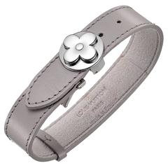 Louis Vuitton Leather and Steel Flower Logo Cuff Bracelet