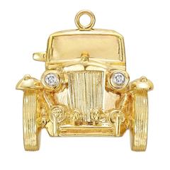 Diamond Gold Classic Car Charm