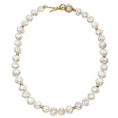 Coin-Shaped Pearl Necklace with Gold Clasp
