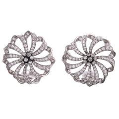 Diamond Platinum Ribbon Earrings Diamond Platinum Ribbon Earrings